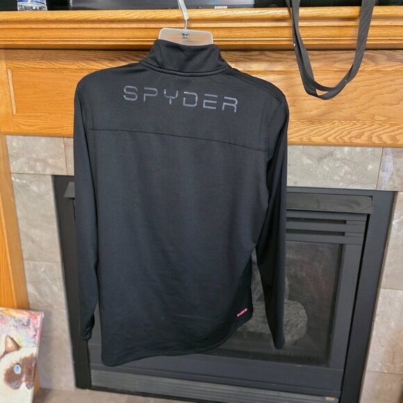 Spyder Active Quarter Zip Black Long Sleeve Pullover Shirt Mens Size Large - Picture 2 of 4